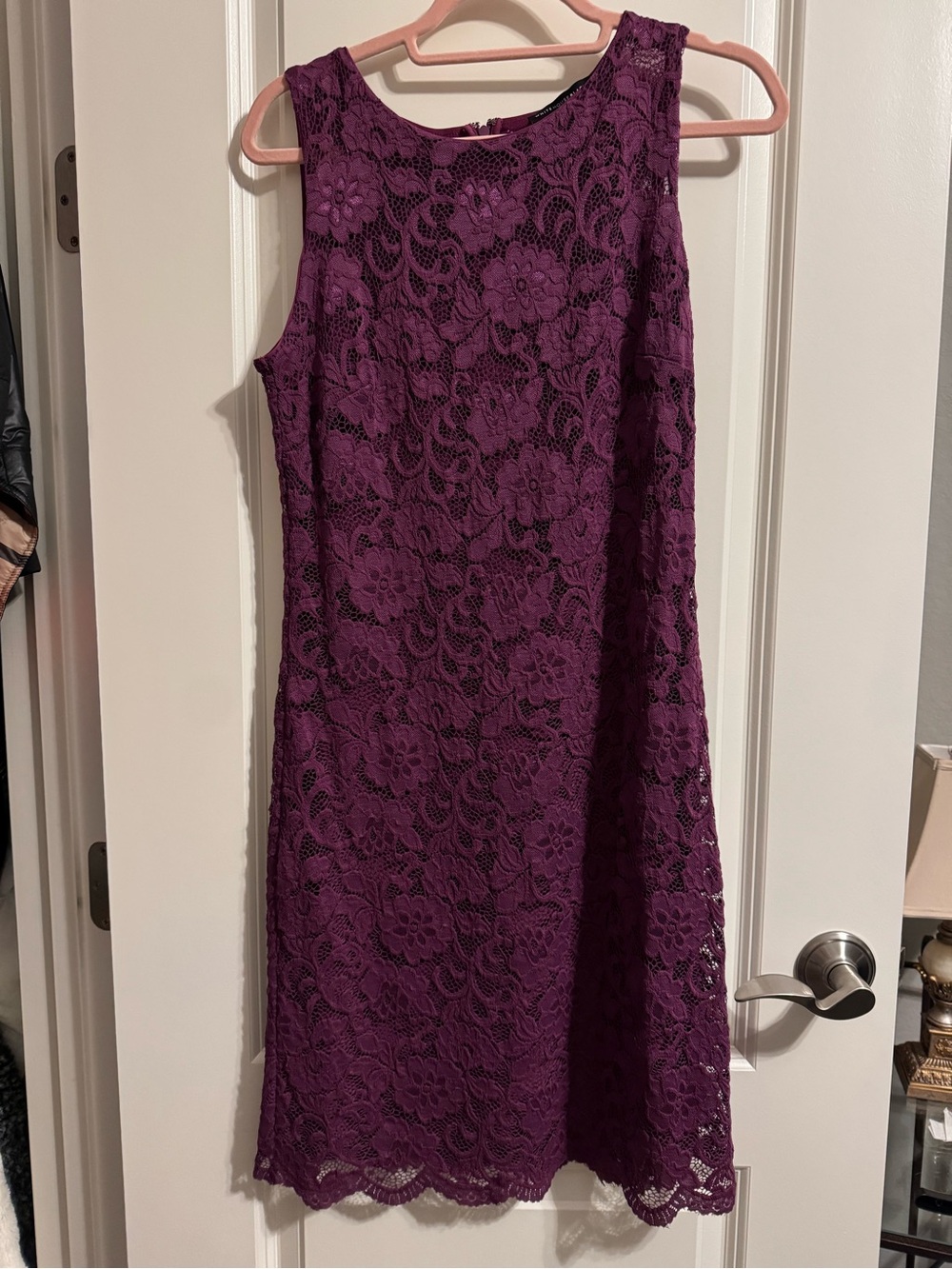 White House Black Market Plum Lace Sleeveless Midi Dress